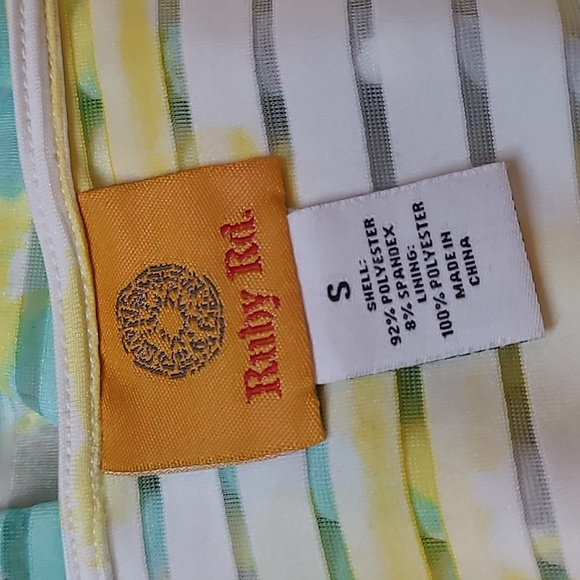 NEW RUBY RD SHEER LINED YELLOW & GREEN FLORAL PULLOVER BLOUSE - Picture 11 of 13